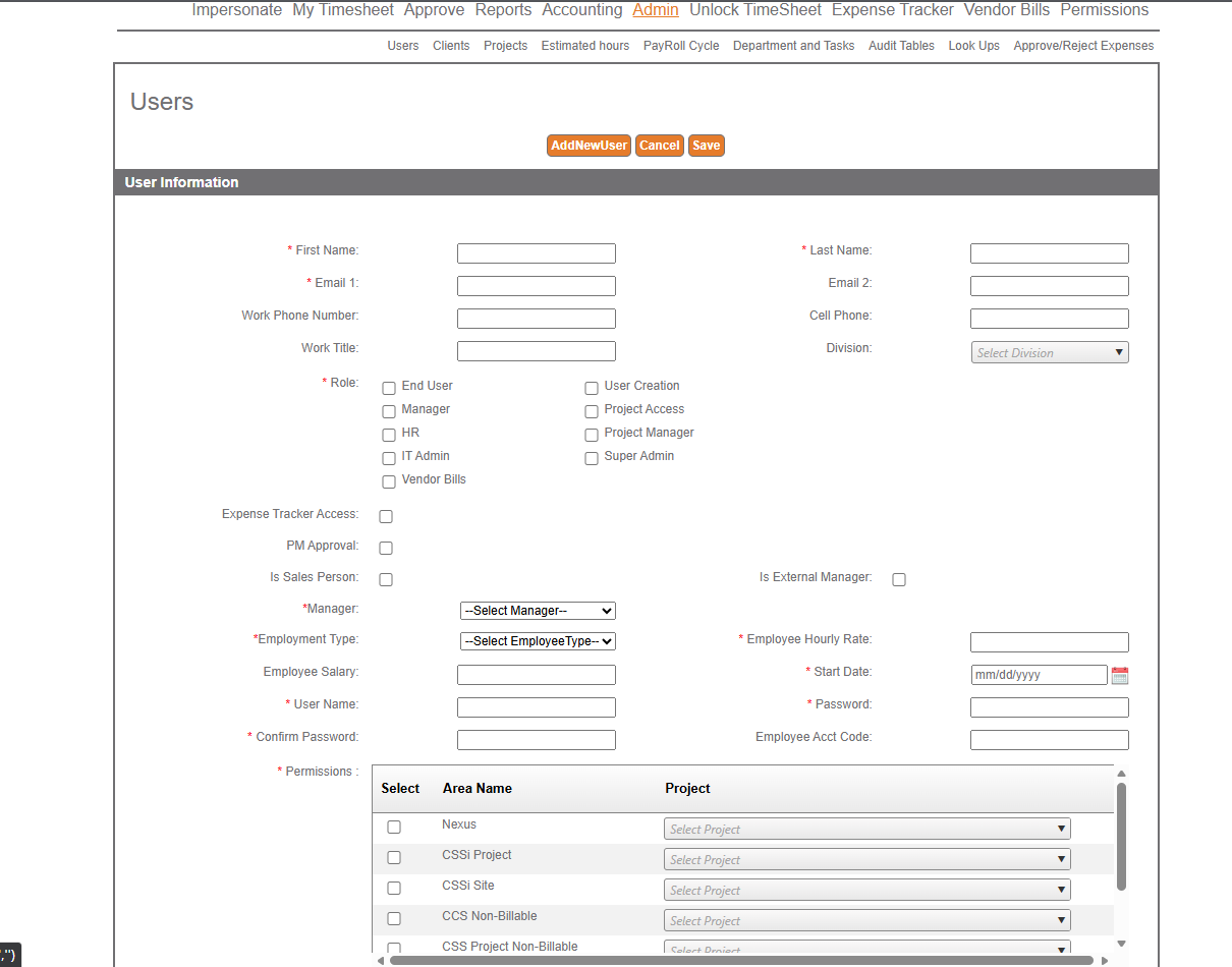 Admin Users Management