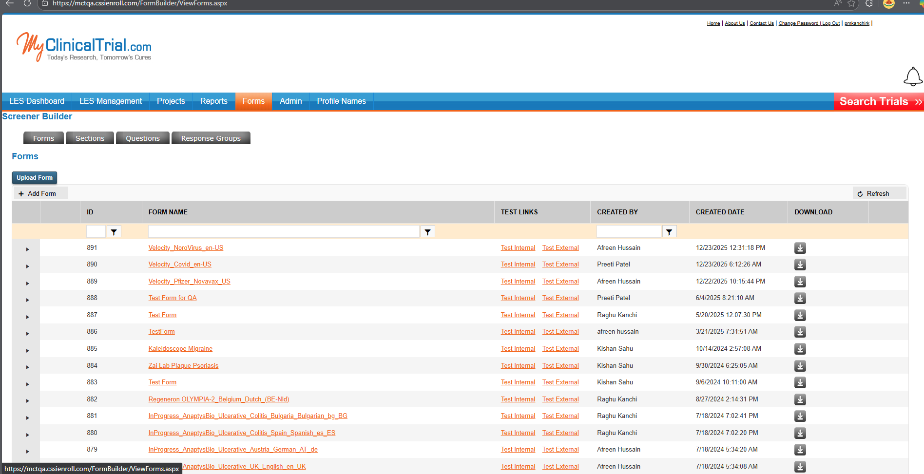 Forms Page