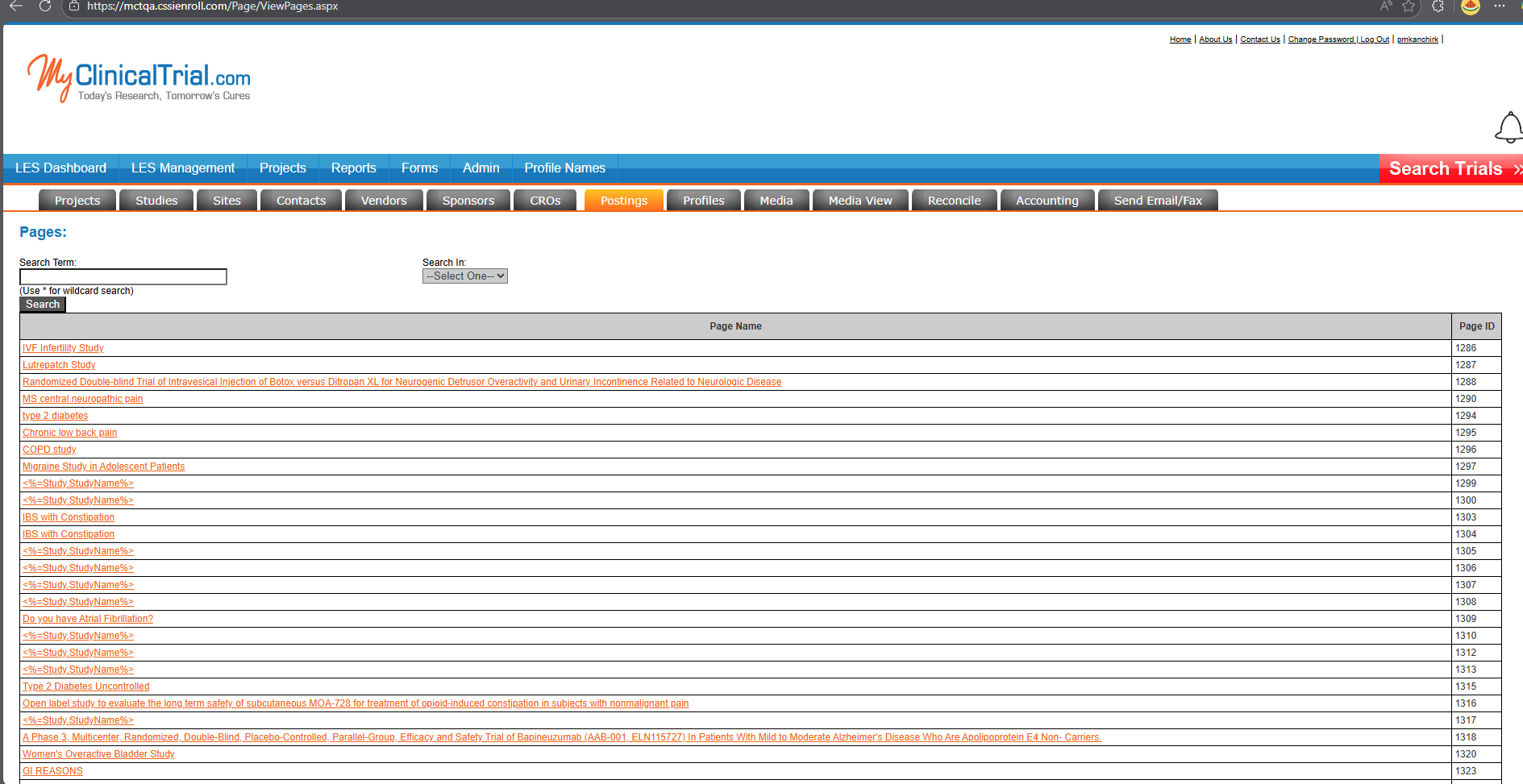 Postings Tab