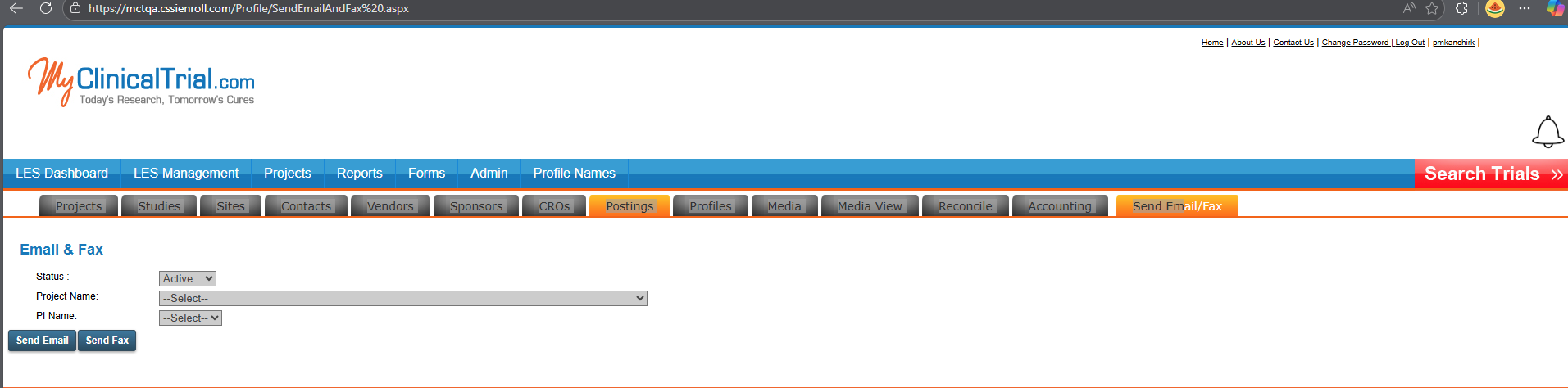 Email & Fax Page