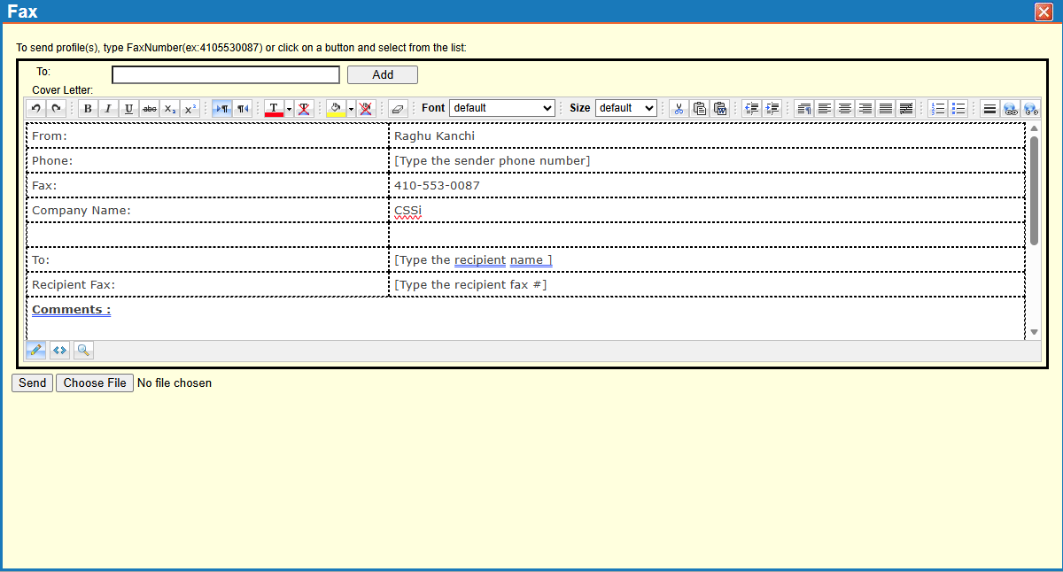 Fax Composition Window