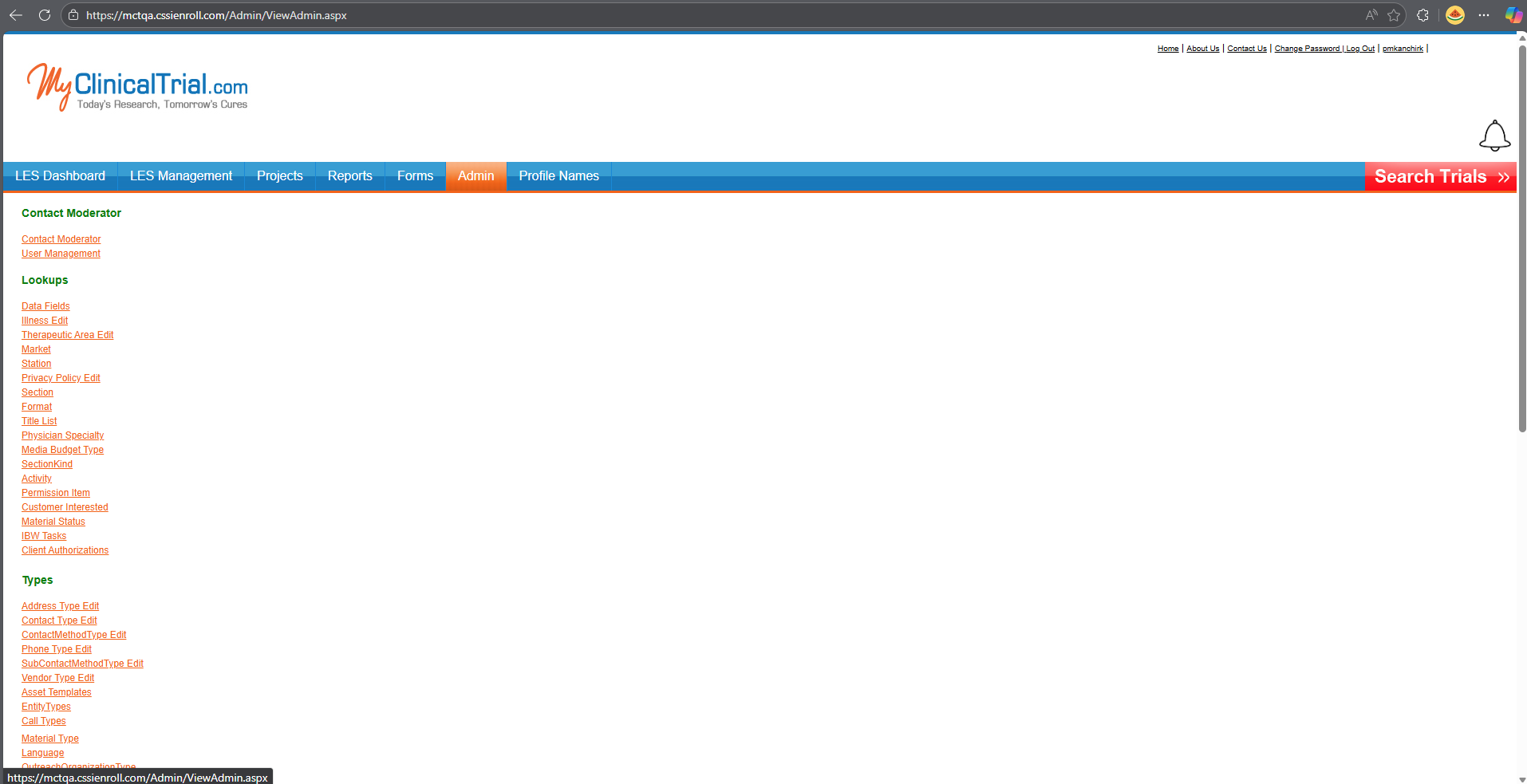 Admin Tab